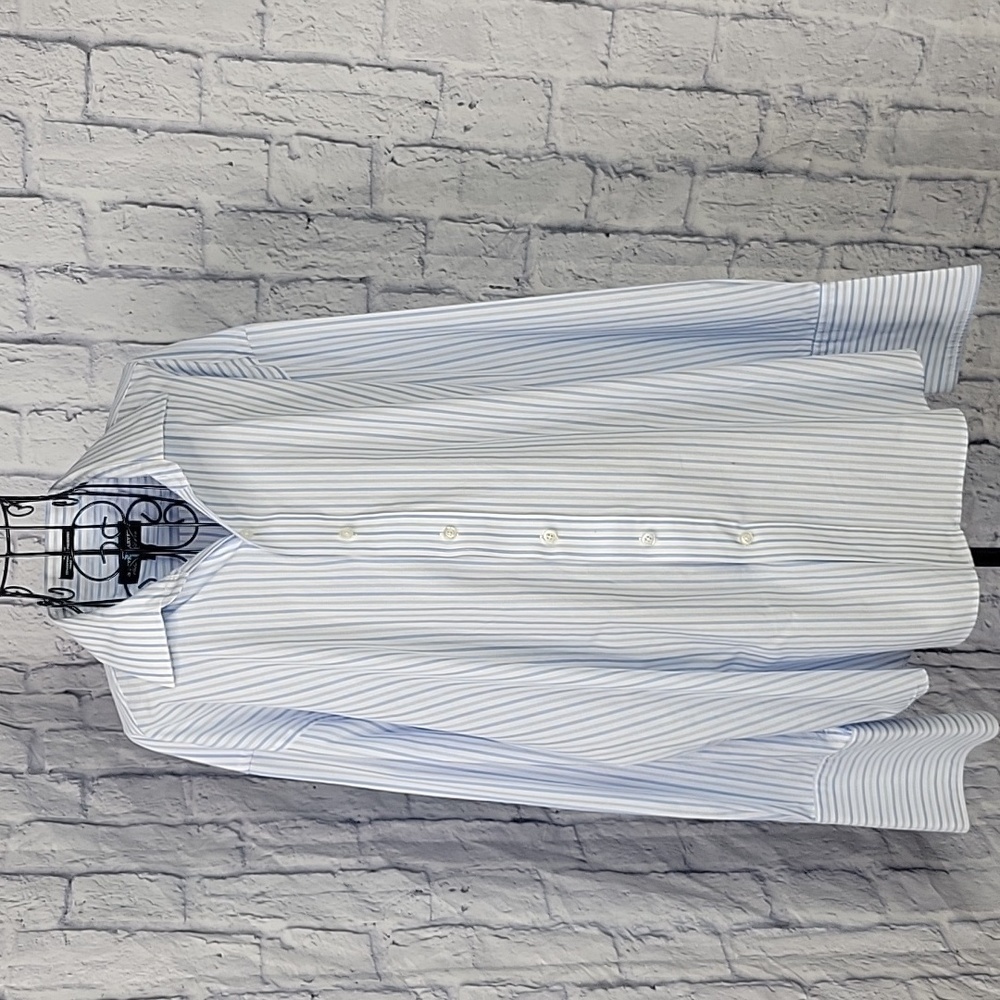 STEVE HARVEY Blue and White Striped Dress Shirt 34/35 17‎ 1/2